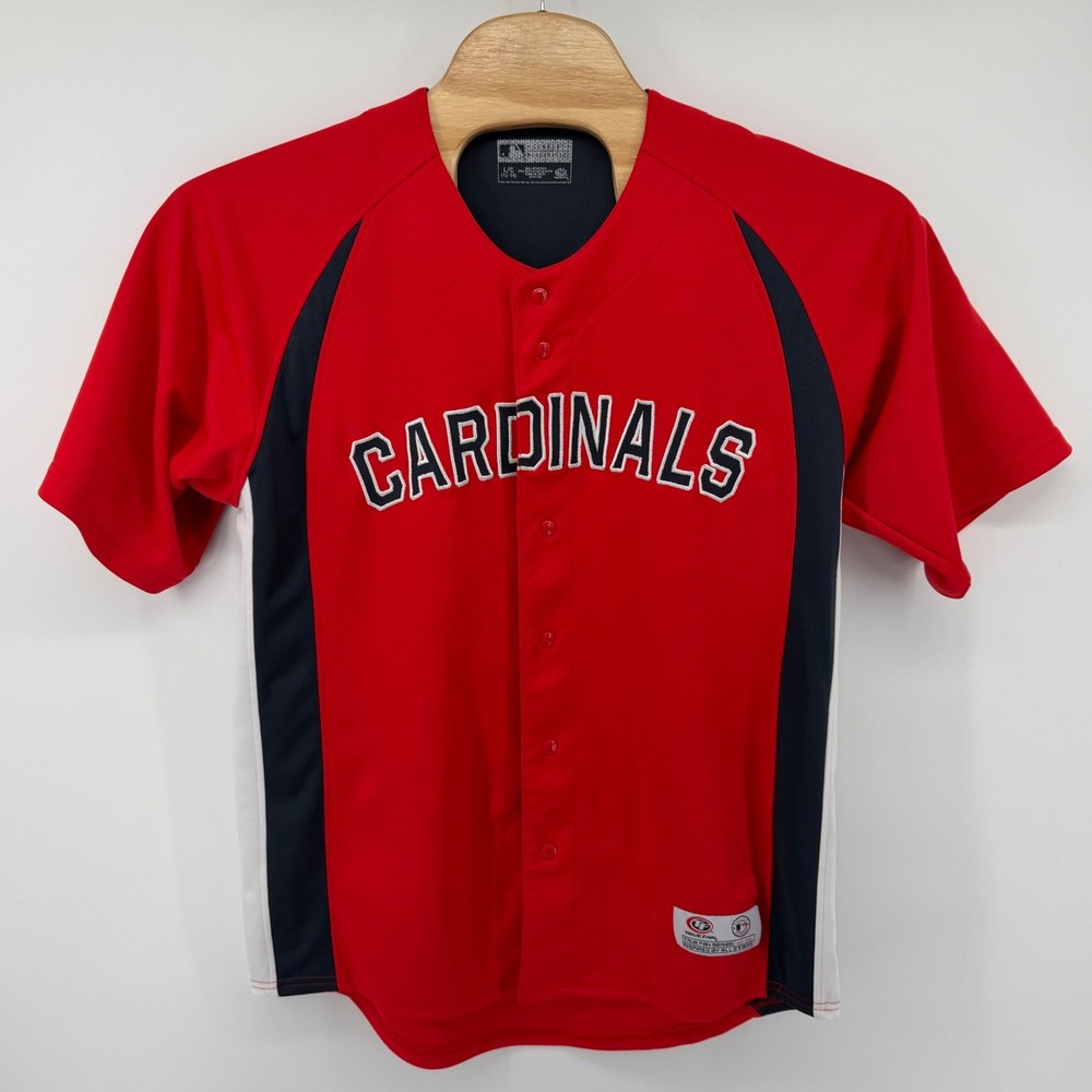 True Fan Baseball Jersey Men's Large Red St. Louis Cardinals Button Front Mesh